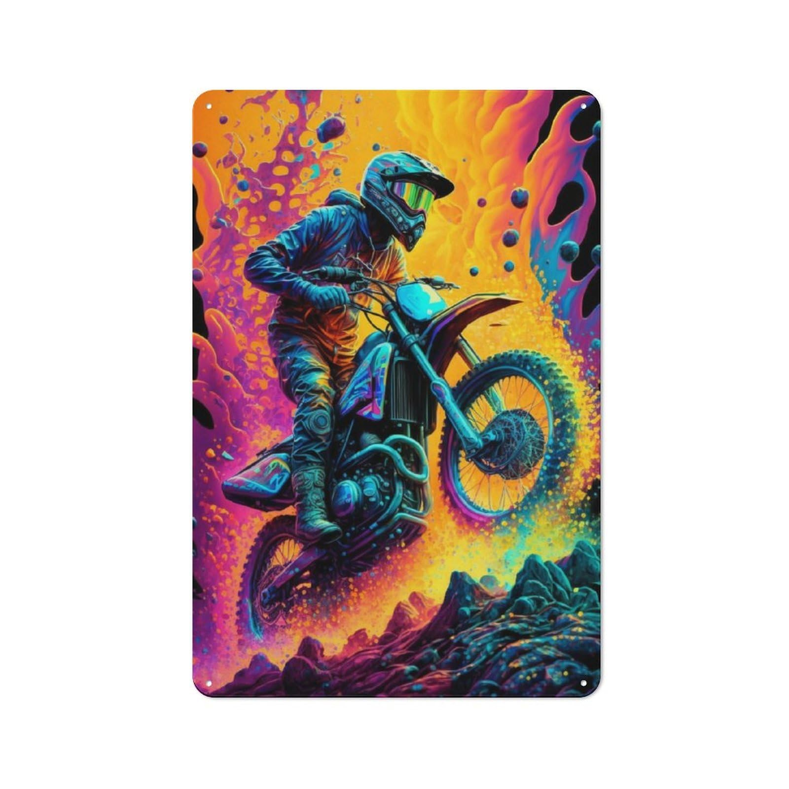 Junmoney Dirt Motocross Color Retro Metal Plaque 30X20cm Featuring For Garage Wall, A Winter Wall Decor Update For Workshop Decor Fans