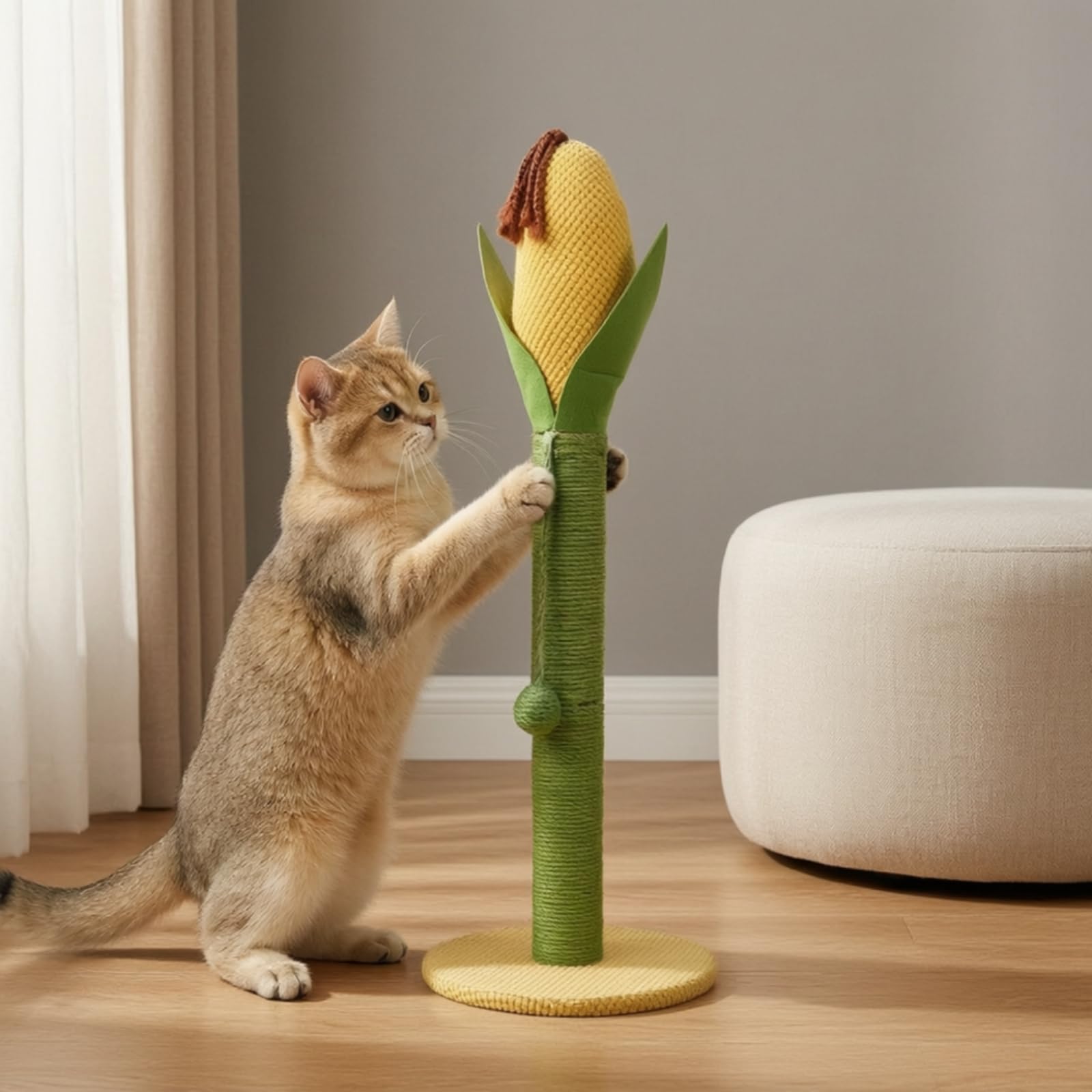 Griffoir en Forme Blé Stable Griffoir en Fibre Naturelle Non Toxique Arbre pour Chats, Chatons, Appartement
