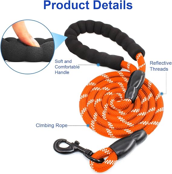 MingXpets Double Dog Leash, Dual Dog Leash, 360 Swivel Tangle Free Bungee Walking Training for Large Medium Dogs, Shock Absorbing Bungee Reflective for Two Dogs, 18~120 lbs, Orange
