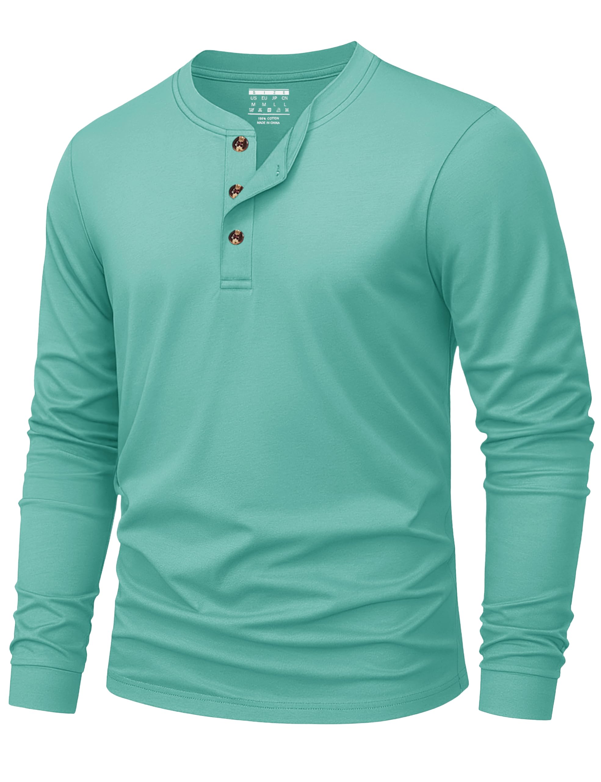 KEFITEVD Henley Shirt Herren Langarm Tshirt Baumwolle Basic Langarm Shirts für Herren Pullover mit Knopfleiste