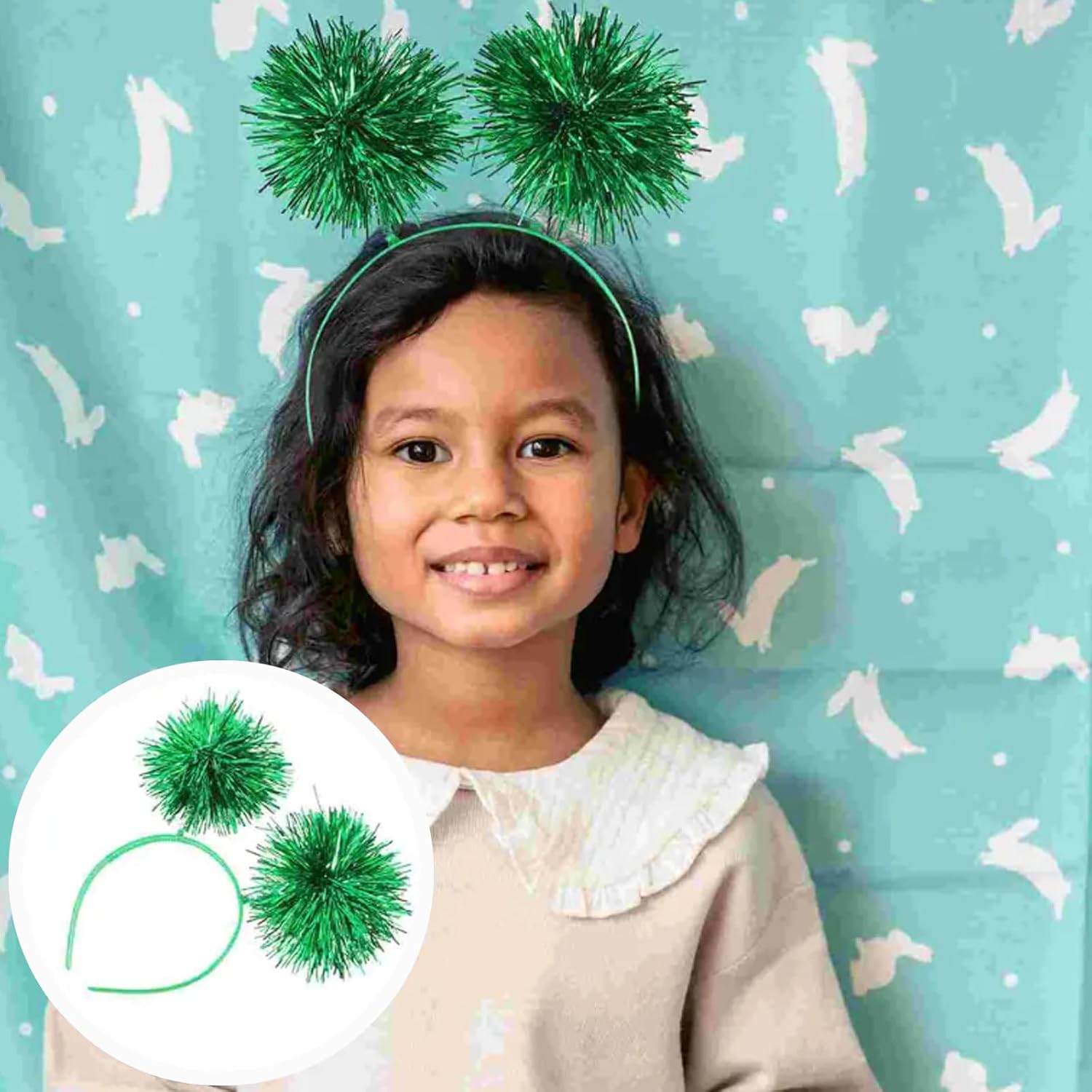 2pcs Hair Accessories Carnival Ball Headband Boppers Headbands Wacky Headgear Happy Birthday Pompom Hairball,Suitable for Halloween, Christmas, and St. Patrick's Day decorations - Image 4