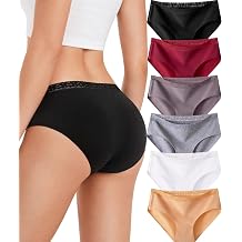 READY TO LOVE Cotton Underwear for Women 6 Pack Bikini Sexy Full Coverage Panties Lace Waistband Ladies Hipster