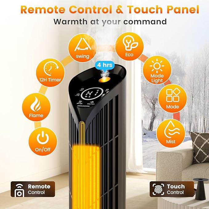 Calefactor Eléctrico Portátil PTC 1500W con Humidificador y Luz LED miniatura 3