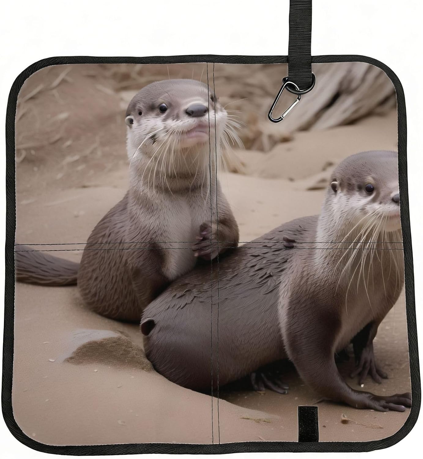 (Cute Otter) Sitting Pad Foldable Seat Cushion Lightweight Camping Seat Mat with Hook for Outdoor Hiking Picnic Camping