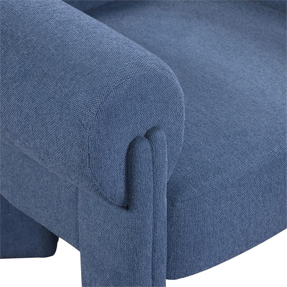 BOWERY HILL Contemporary Accent Chair, 36" W x 30" D x 26" H, Soft Navy Durable Polyester Fabric, Rounded Back, Art Deco Design, Sturdy Wood Frame, Comfortable Living Room Seating