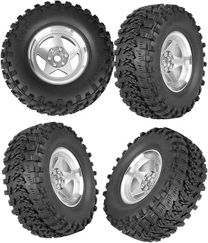 Rc 2.2 Wheel Rims Tires Wheels for 1/10 TRX4 TRX6 SCX10 SCX10 II SCX10 III 90046 D90 VS4-10 Gen8 MST CFX RC Crawler Car,Aluminum RC 2.2 Beadlock Wheel,Silver