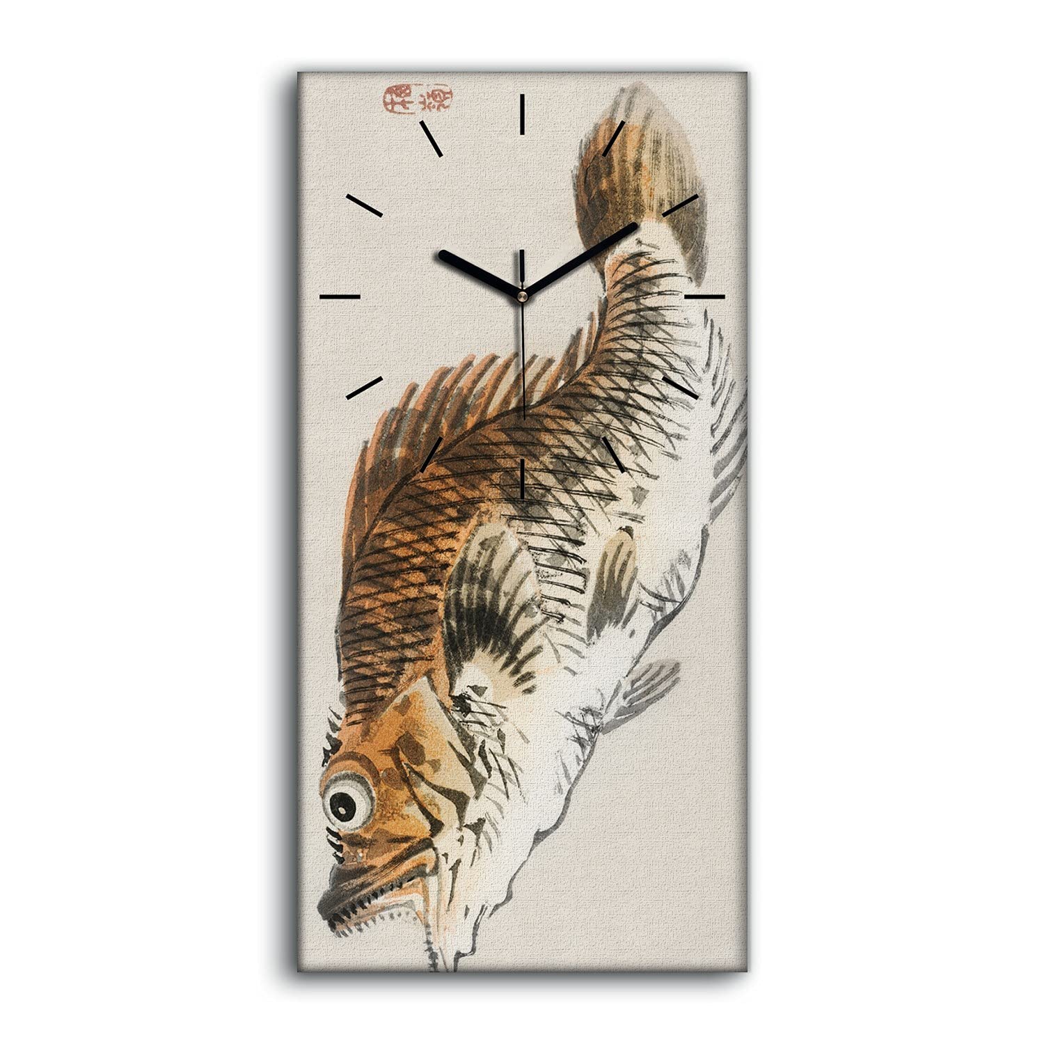 Horloge sur toile 30x60cm poisson asiatique art moderne salon