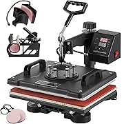TOPDEEP 5 in 1 Heat Press Machine, 12x15 inch Swing Away Heat Press for Sublimation, T Shirt Pressing Machine Multifunction, Heat Press Transfer Machine Combo for T-Shirt Hat Cap Mug Plate Cap