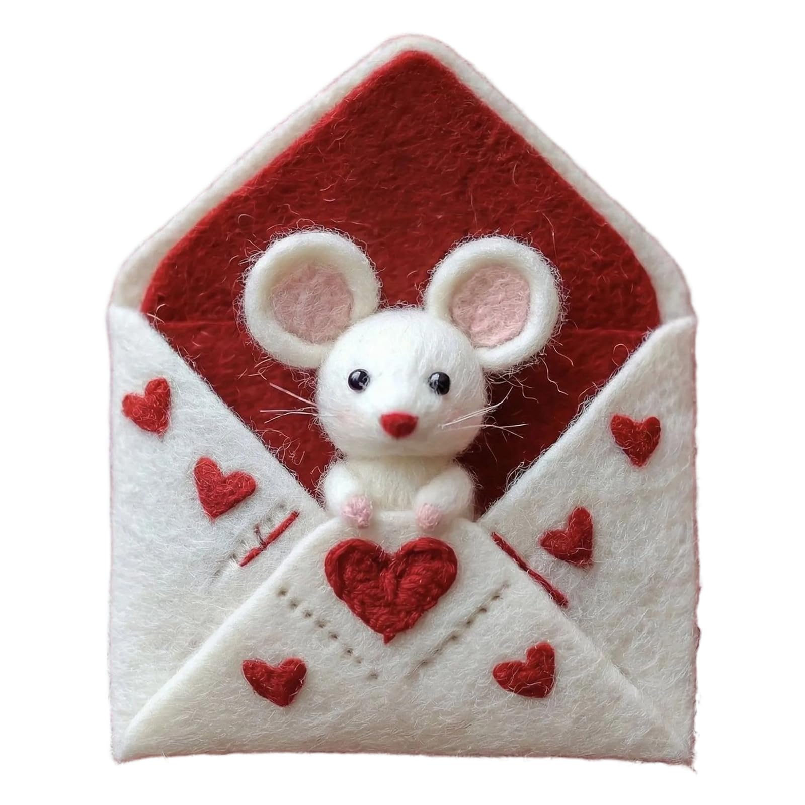 Introti Needle Felted Mouse Handmade Felt Mice Figurines Valentines Day Gift Animal Decoration Felt Mouse Ornaments for Tiered Tray Tabletop Home Car Decor (A)