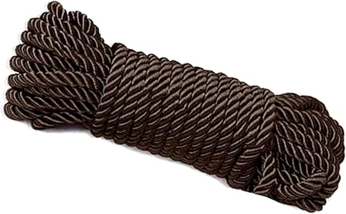 Cuerda de seda suave trenzada sólida, 32.8 ft, duradera y fuerte, cuerda multiusos para hilo (marrón)