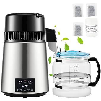 Silver Water Distiller 4L 1.5L/H Dual-Temp - Distilled Water Maker with Timing - Ideal for Home Use