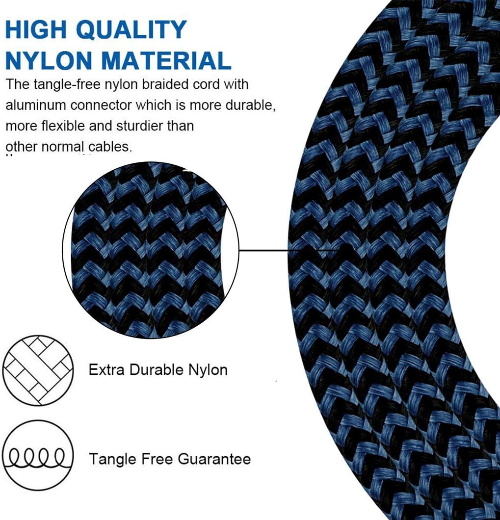 iYoway 3221201 Phone Cable 5 Pack [3/6/10ft] Extra Long Nylon Braided USB Charging & Syncing Cord Compatible with XS Max/XS/X/8/8Plus/7/7Plus/6S/Plus/SE and More, Support All Systems(Blue&Black), 6 feet