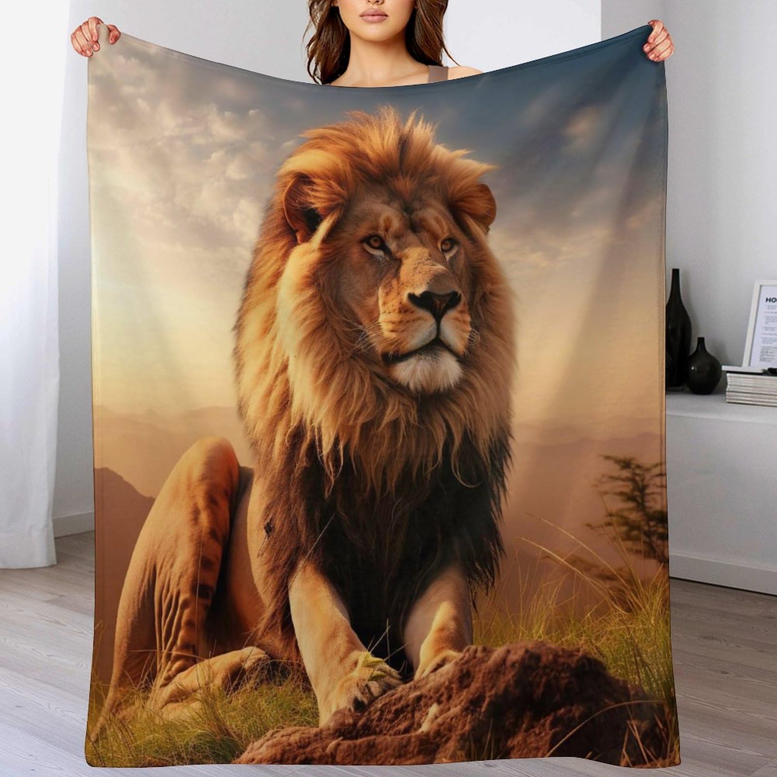 Couverture polaire lion plaid couverture flanelle lit canape