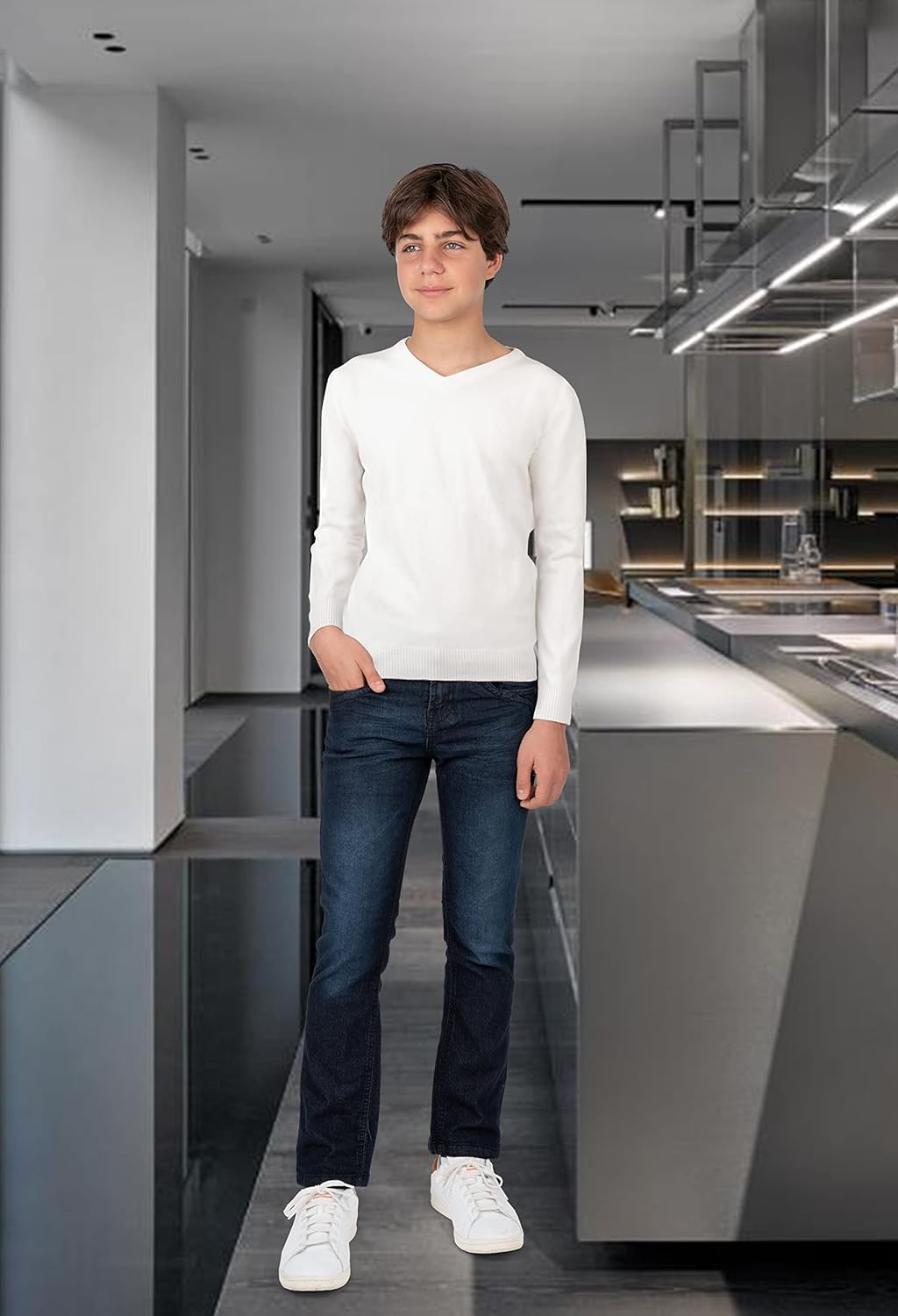 X RAY Boys School Uniform Sweater V-Neck (XS - XXL), Big Boys' & Little Kids Youth Long Sleeve V Neck Pullover Sweater - Image 8