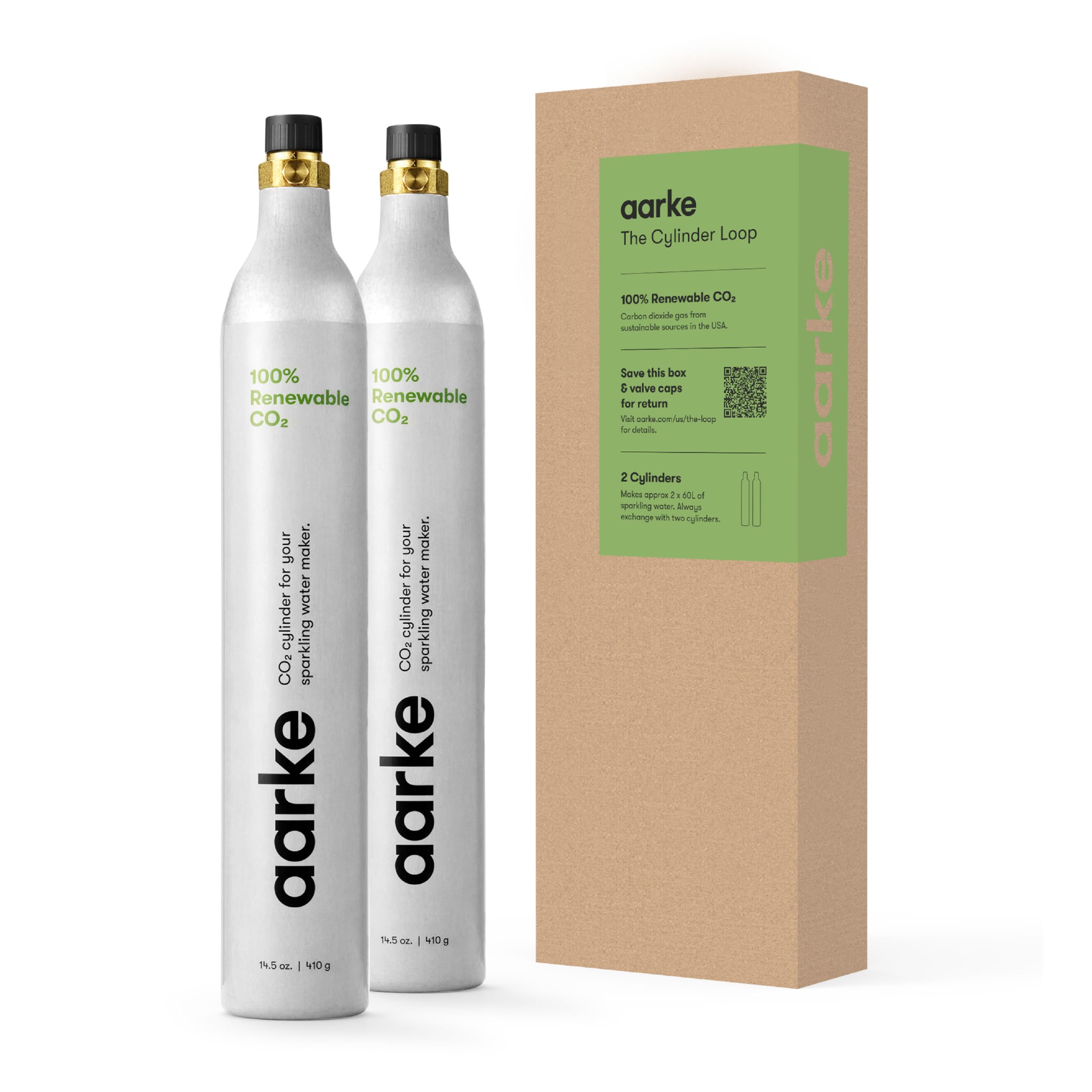 Aarke CO2 Refill Cylinders for Screw-in Sparkling Water Makers, 2-Pack