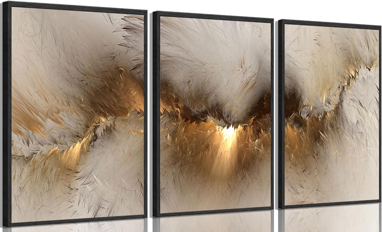 VPUQWGKE 3Pcs Golden Clouds Wall Art Modern Abstract Marble texture Picture Wall Decor Sky Scenery Print Artwork Nature Simple Paintings for Living Room Bedroom Bathroom Decoration 16x24in Poster