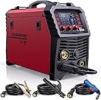ARCCAPTAIN MIG Welder, 200Amp 6 in 1 Gas MIG/Gasless Flux Core MIG/Stick/Lift TIG/Spot welding/Spool Gun 110V/220V Aluminum Multi Process Welding Machine with LED Digital Display, Burn Back Adjustment