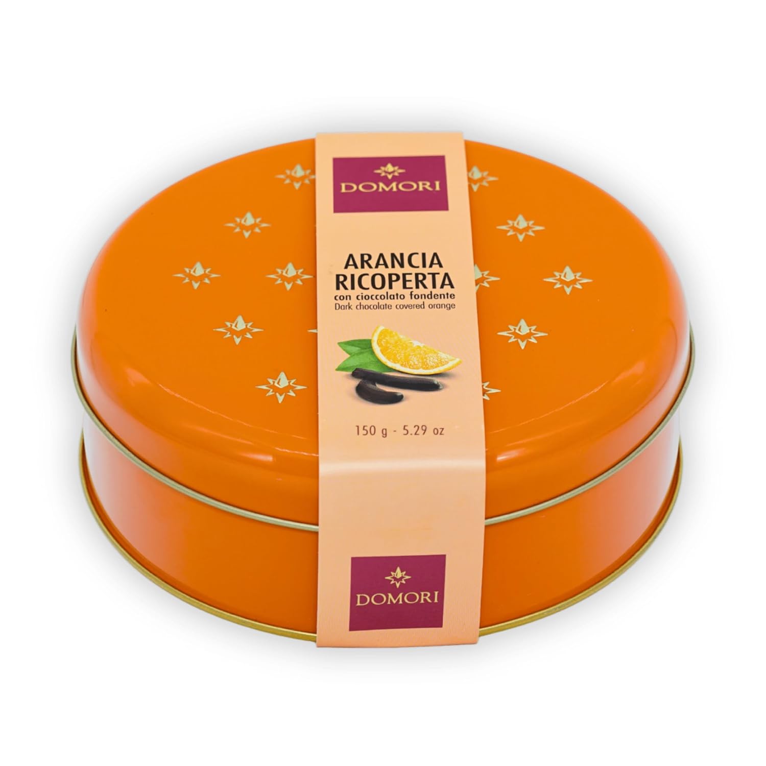 Domori Chocolate Coated Orange Strips Tin Gift Box