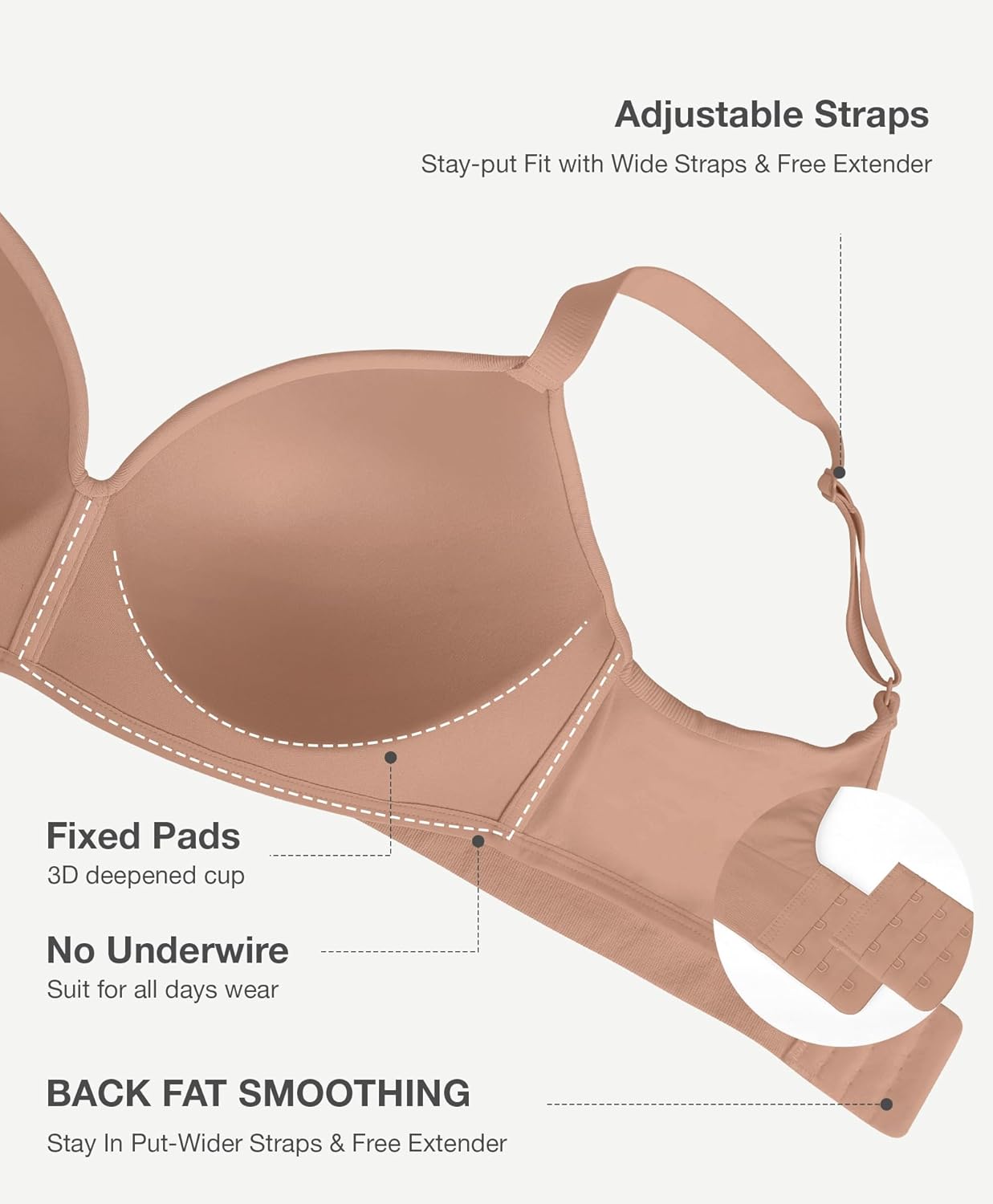 Lover-Beauty Bras for Women Support Push Up Bralettes Full Coverage No Underwire Seamless Comfortable Everyday Bras - Image 3