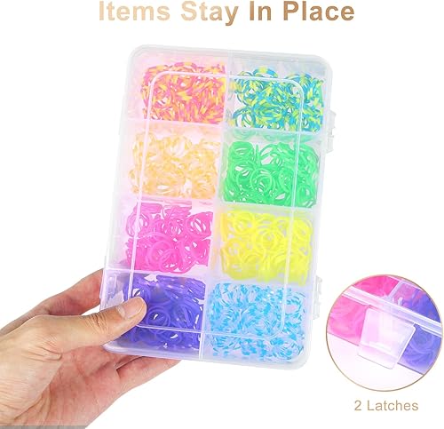 Miniatura 5 de QUEFE Paquete de 4 organizadores y almacenamiento de cuentas de 8 rejillas, caja organizadora de plástico con divisores extraíbles, caja