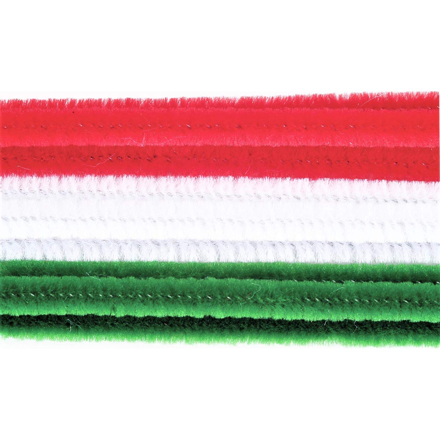 Christmas Holidays Colored Flexible Craft 100pc Chenille Stems - Red, Green, & White - 12