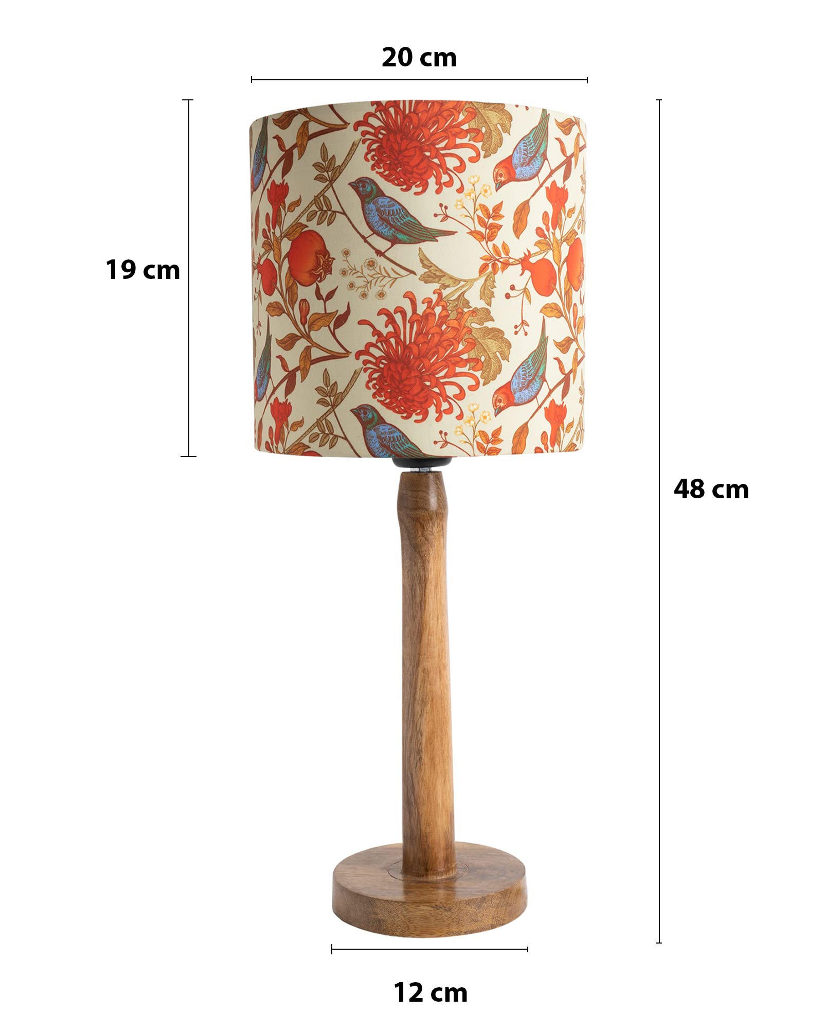 Homesake Modern Stick Table Incandescent Lamp, Wooden Base Modern Fabric Incandescent Lampshade For Home Office Cafe Restaurant, Nordic (Birds) - Image 6 thumbnail
