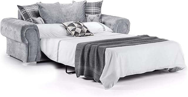 Honeypot - Verona Grey Fabric Corner Sofa - 3 Seater - 2 Seater - Armchair - Footstool - Mattress Topper Included (Sofabed, Grey)