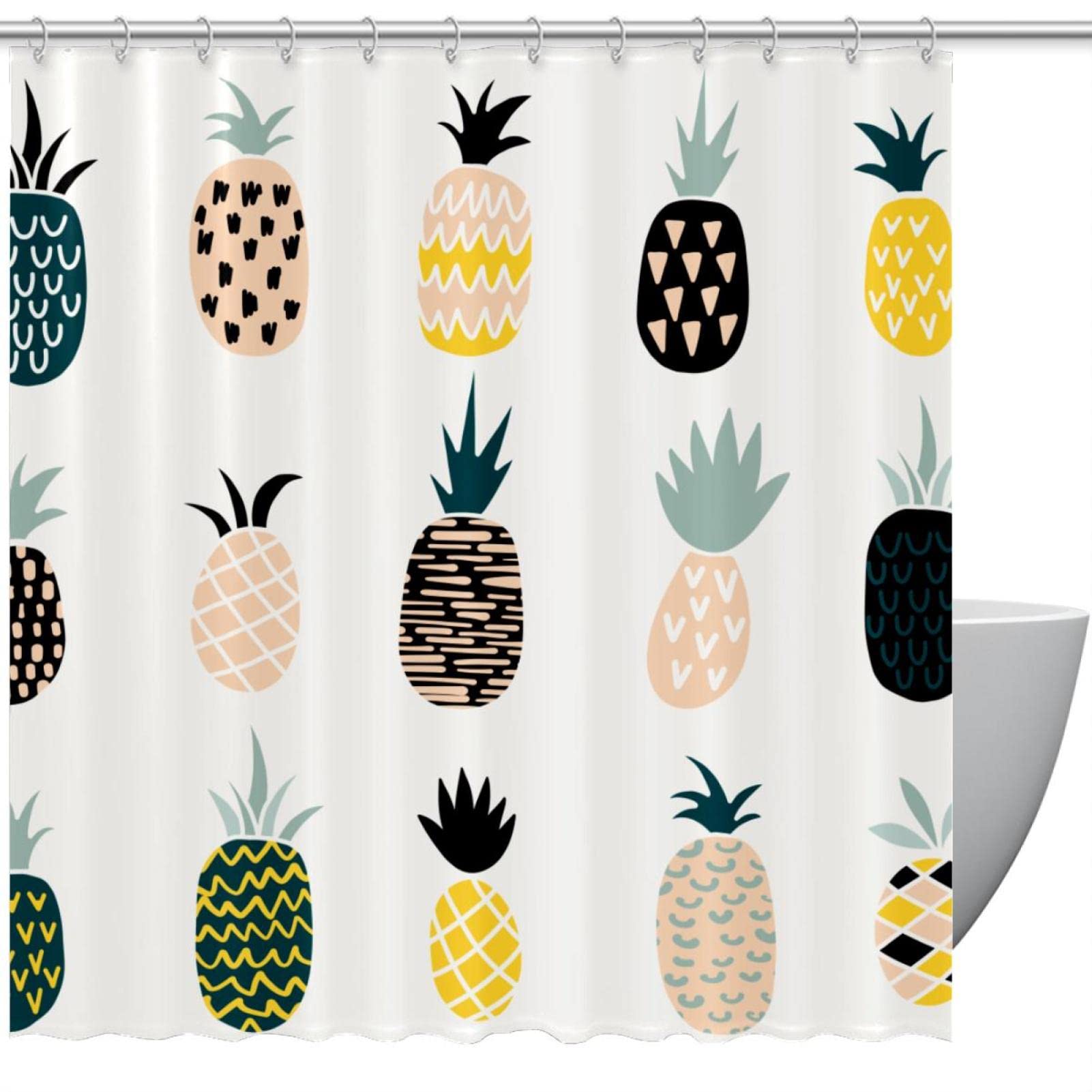 Rideau de douche ananas en tissu de qualité 167x182 cm