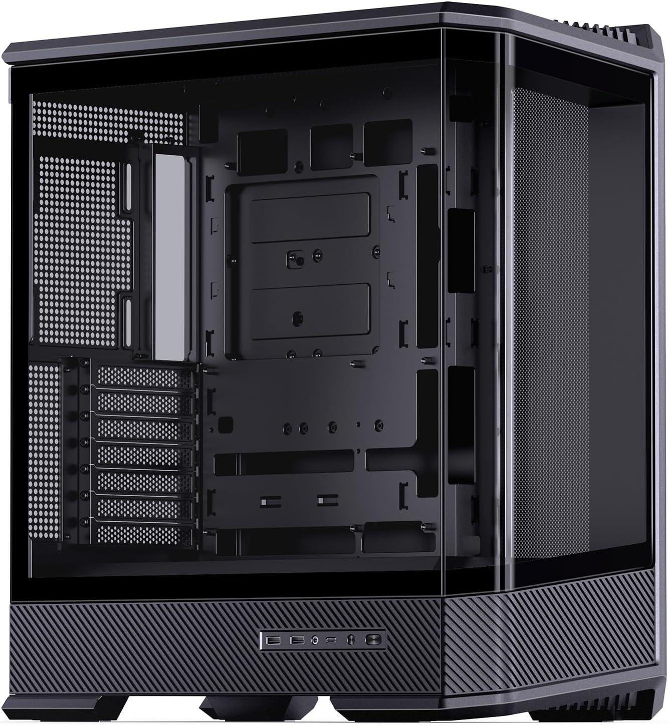 Interno view of the JONSBO D400 PC Case showing motherboard mounting area.