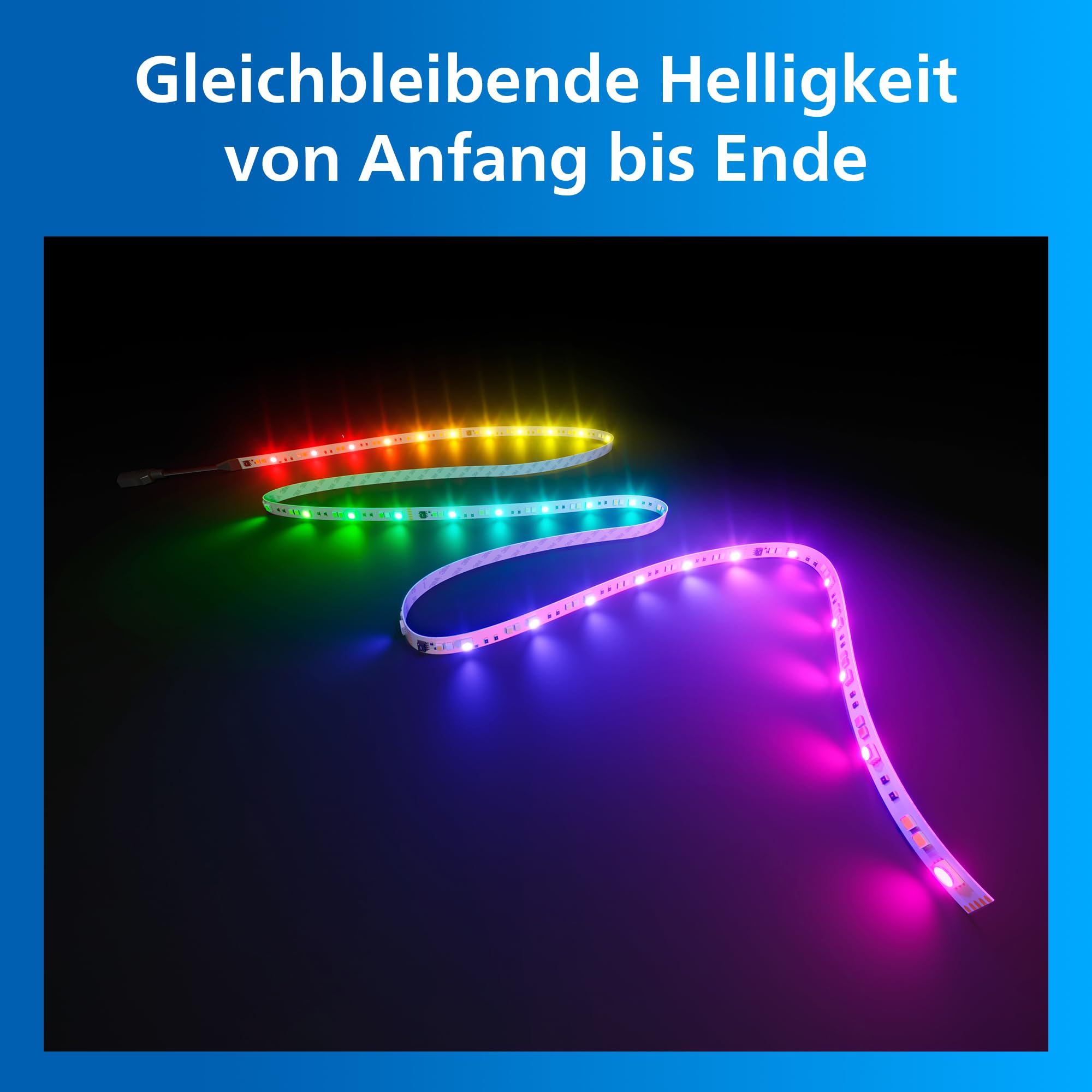 Philips Smart Lighting RGBICWW-LED-Streifen, 3 m, Typ C, Mehrfarbige Farbverläufe, Einstellbares Weißlicht, Ambientes Licht, Connected by WiZ, Alexa, Google Home, Apple Home, 1er-Pack