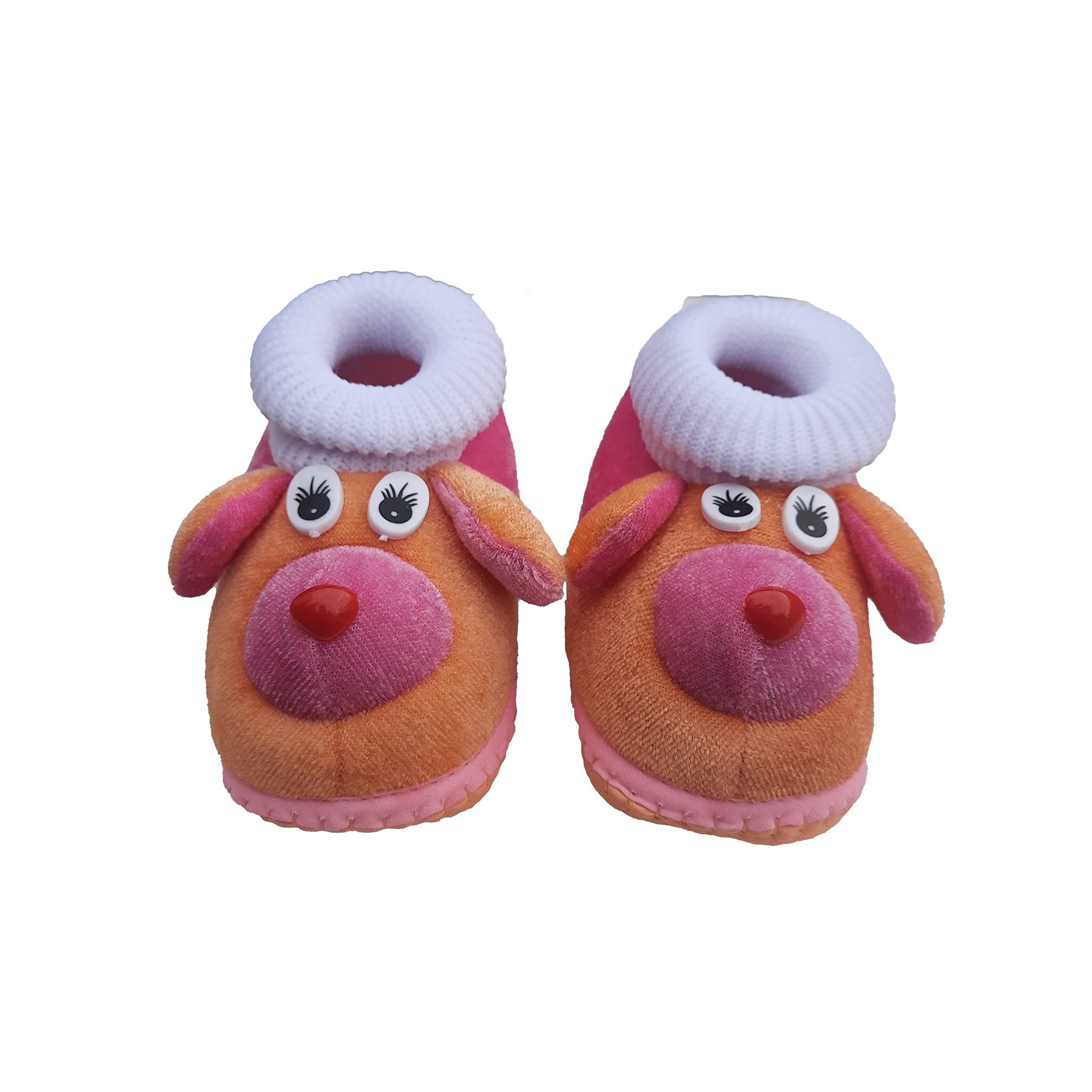 Fancy Child Bootie 0-12 months, Toe to heel length -12cm (Pink- Brown)-image-49