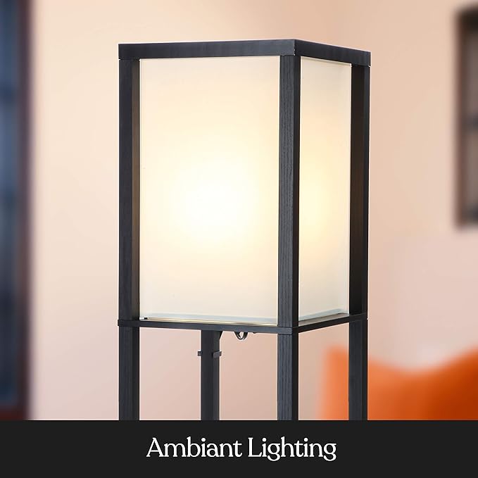 Brightech Brightech Maxwell Plankenvloerlamp met draadloos laadstation, USB-poort en stopcontact - kolomverlichting voor slaapkamer, kantoor en woonkamer - zwart photo 3