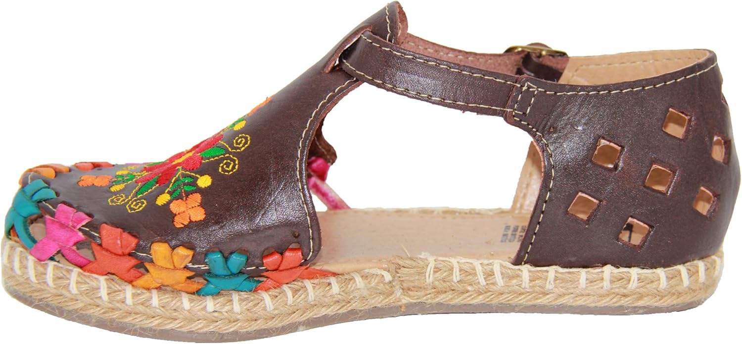 The Western Shops Women’s Floral Espadrille Huarache Sandals, Mexican Leather Huaraches - Image 5