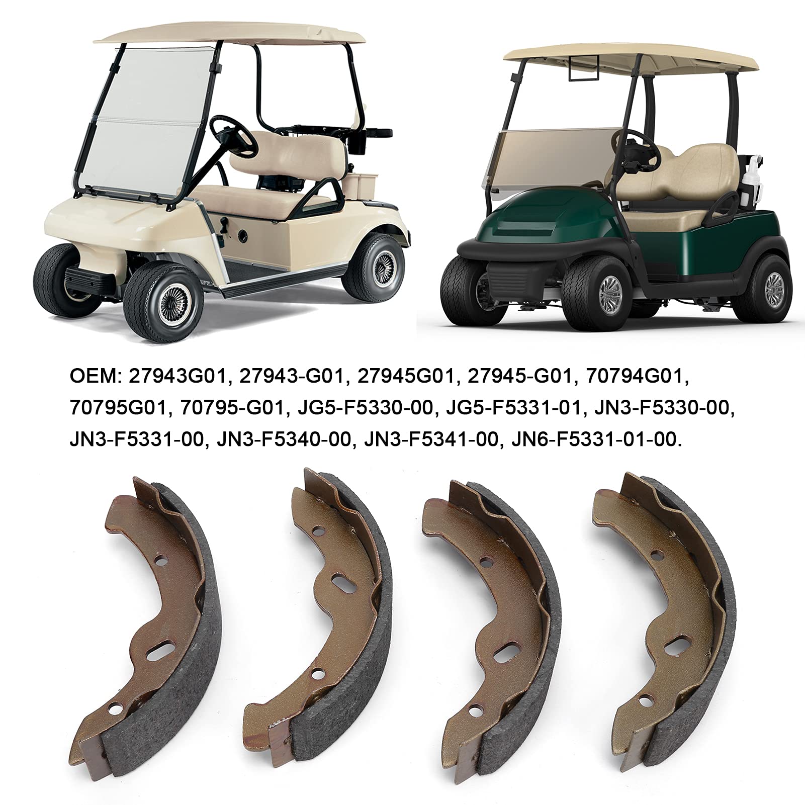Set ganasce freno per carrello da golf 4 Pezzi Set Ganasce freno per auto Club 70794G01 JG5‑F5330‑00 Sostituzione per EZGO TXT Gas Elec 97‑09.5