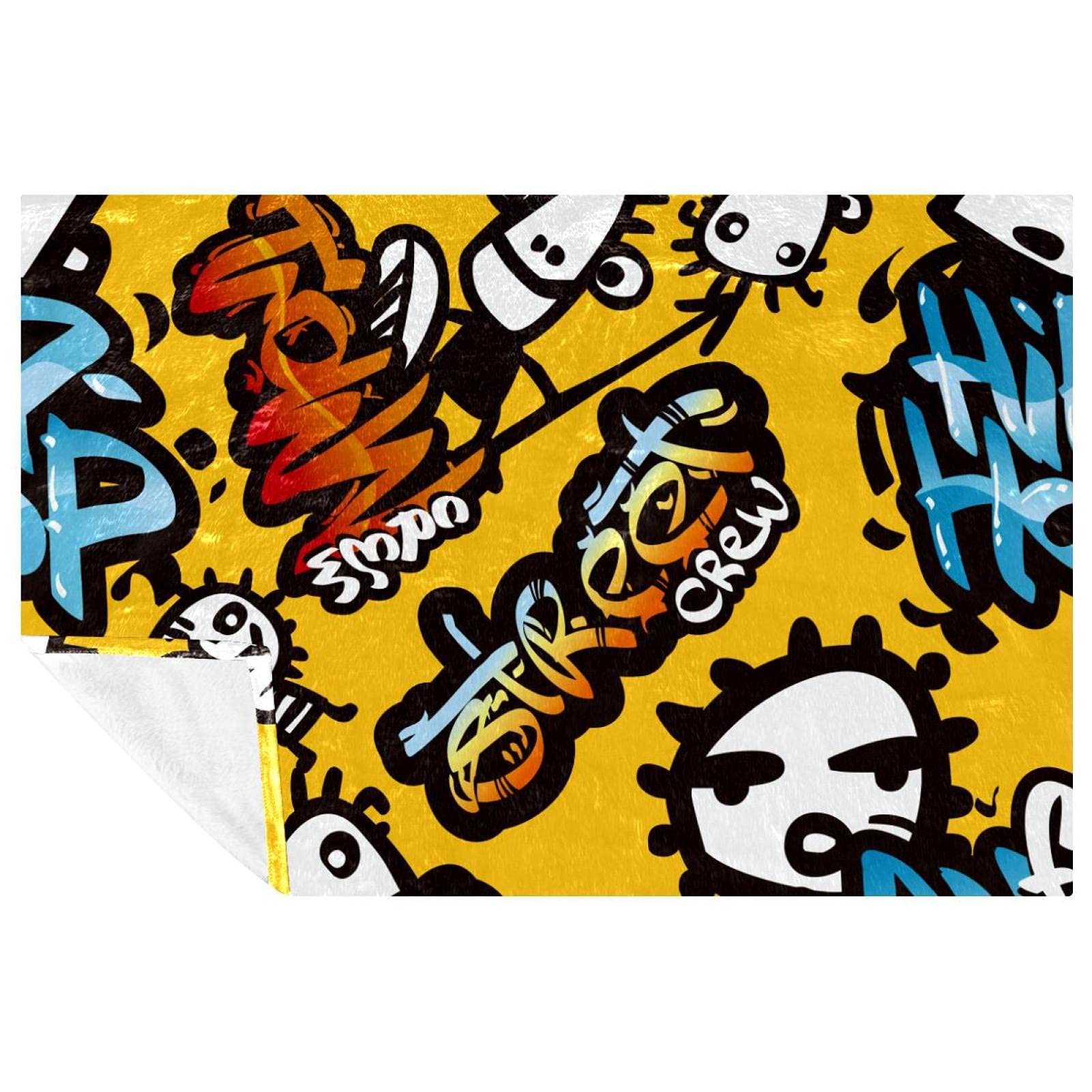 Couverture doodle monster pop art plaid lavable et polyvalent de voyage lit canapé 150x100