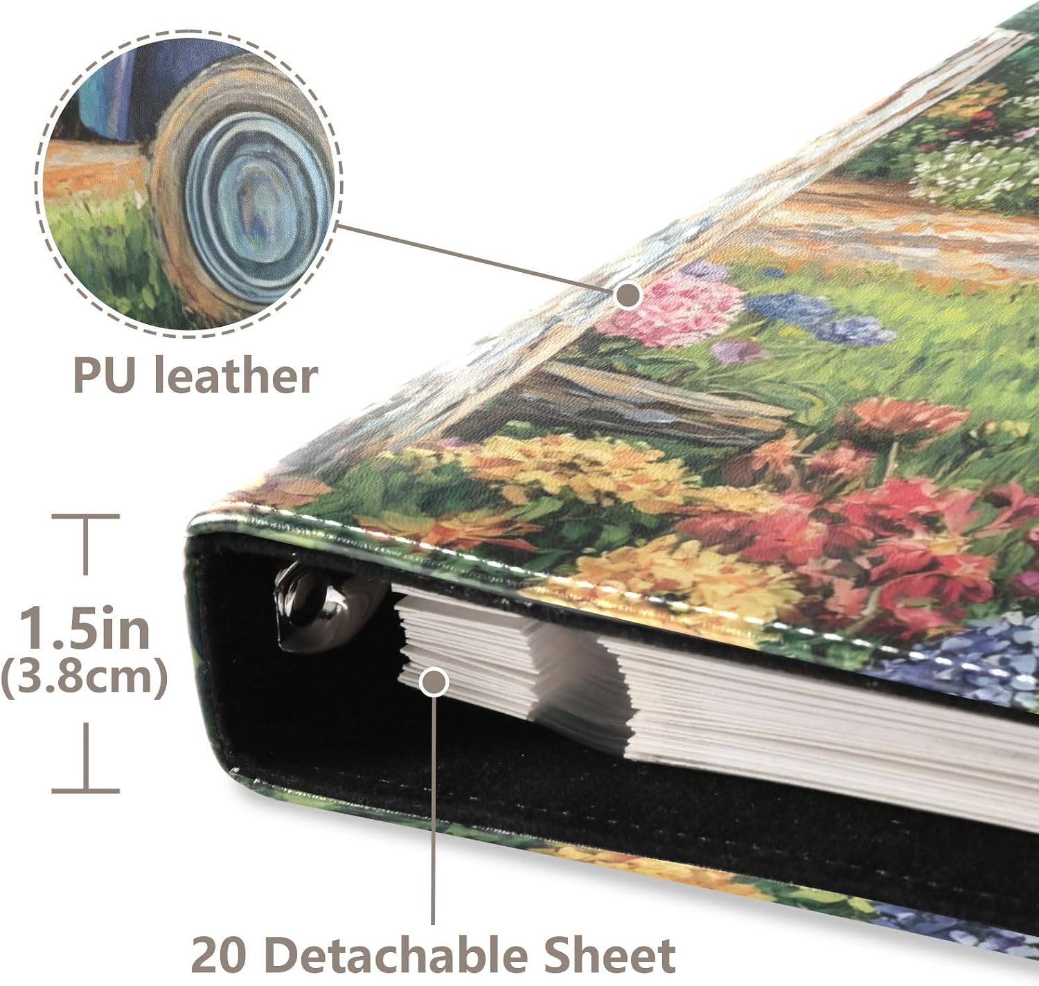 American Flag Truck Flower Large Scrapbook Album 20 Sheets Leather Photo Albums -Adhesive DIY Design Album for Photos & Arts and Crafts Projects 20861319