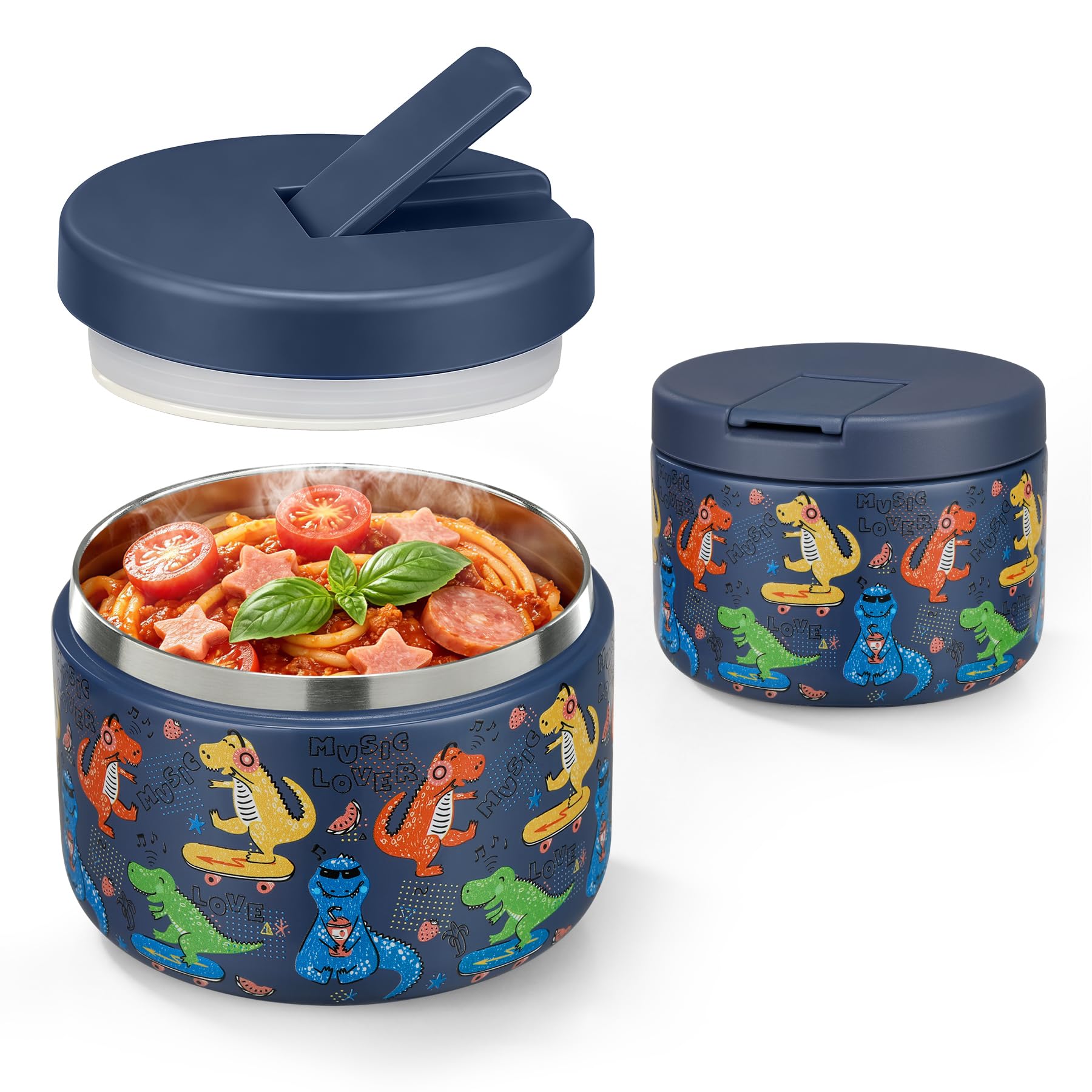 Pawtong 12oz Insulated Vacuum Food Jar with Buckle Lid Wide Mouth Soup Thermo for Hot Food Kids Leakproof Stainless Steel Lun