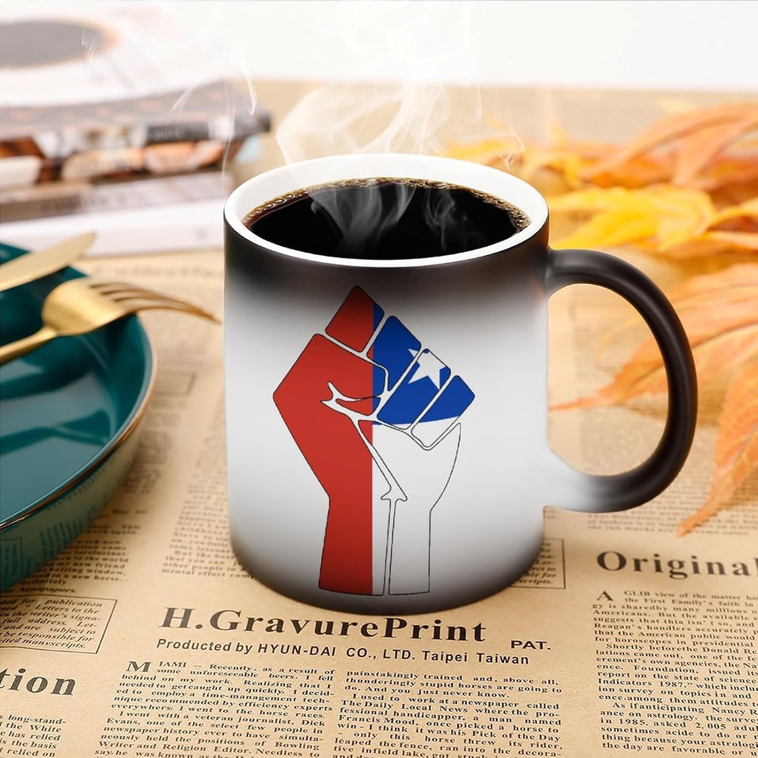 Chile Flag Resist Color Changing Mug Heated Ceramic Cup Heat Sensitive Coffee Mug Fun Gift