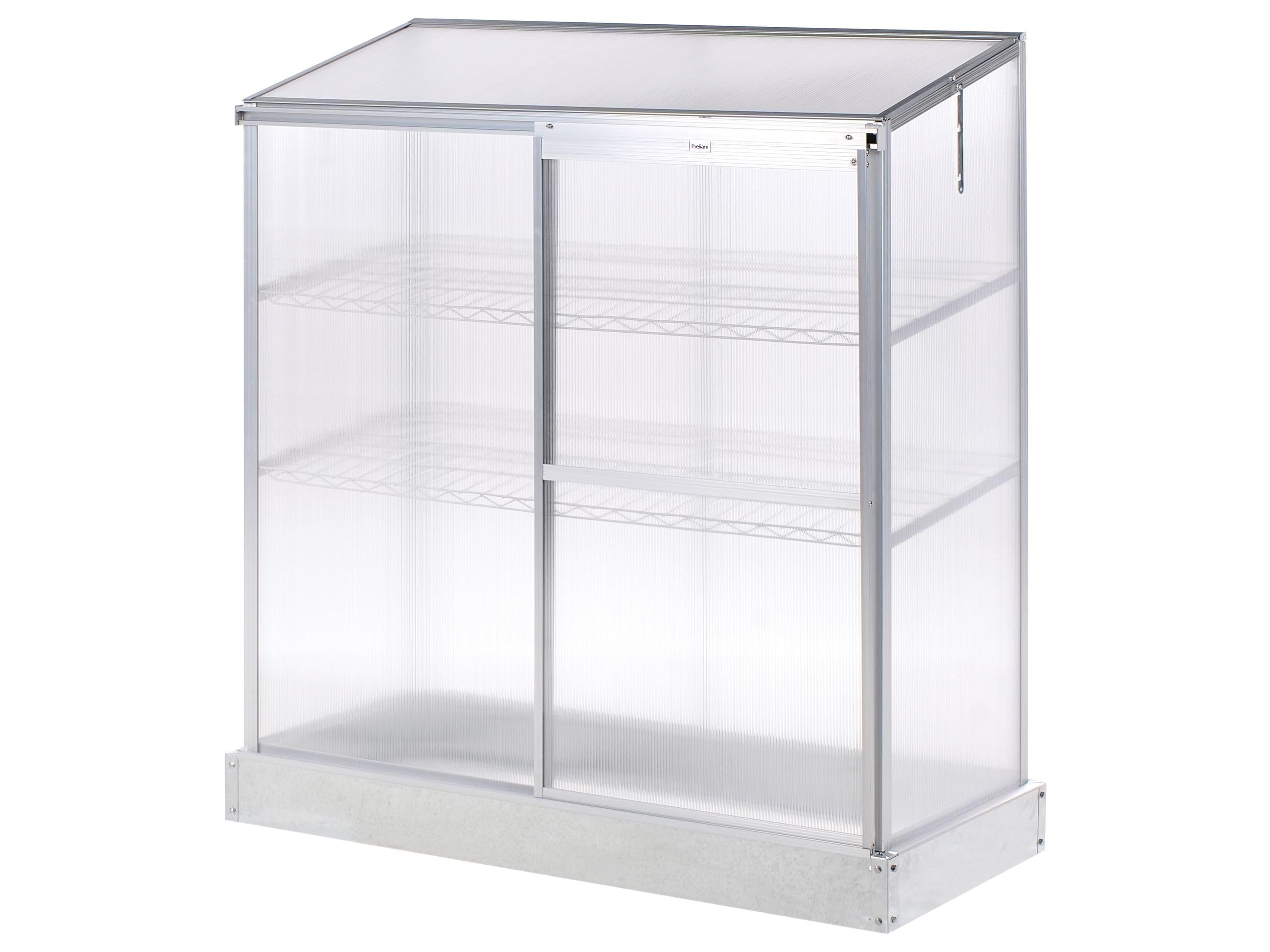 Balkon Mini-Gewächshaus Aluminium Silber 59x129 cm mit Schiebetür Dachfenster Lecce