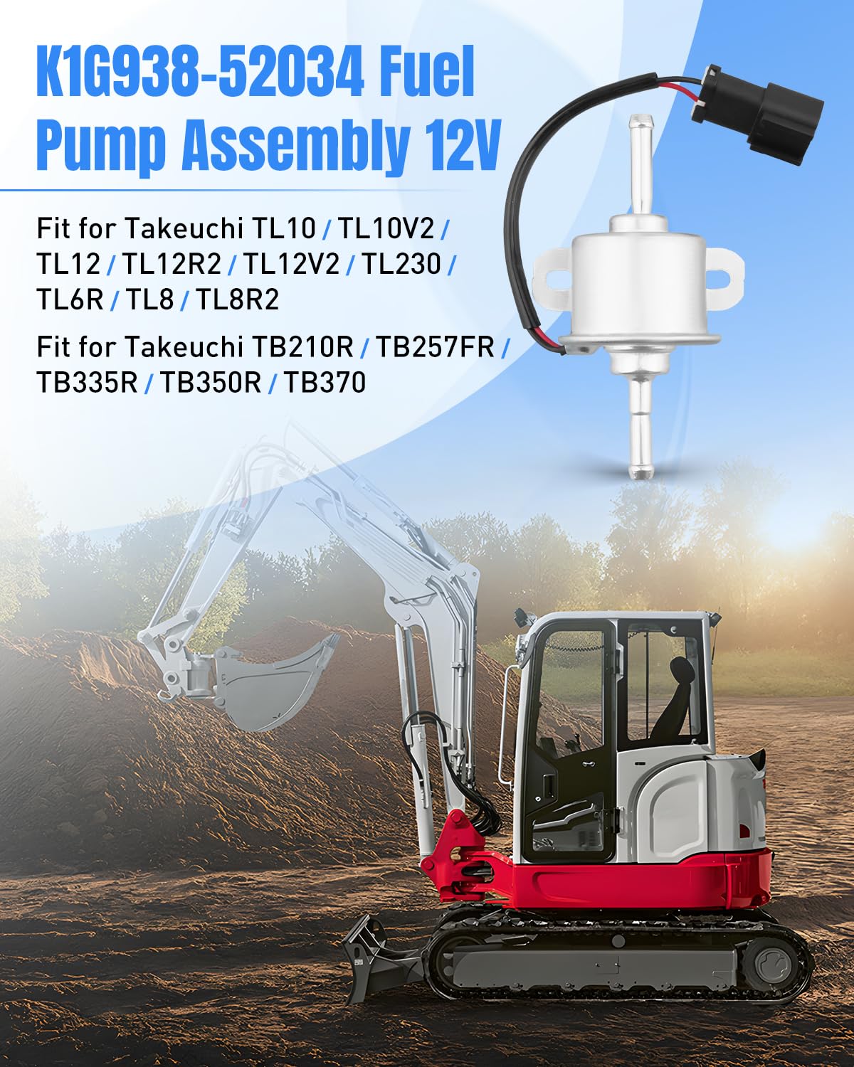 Amazon.com: Fuel Pump Assembly 12V Fit for Takeuchi TL10 TL10V2
