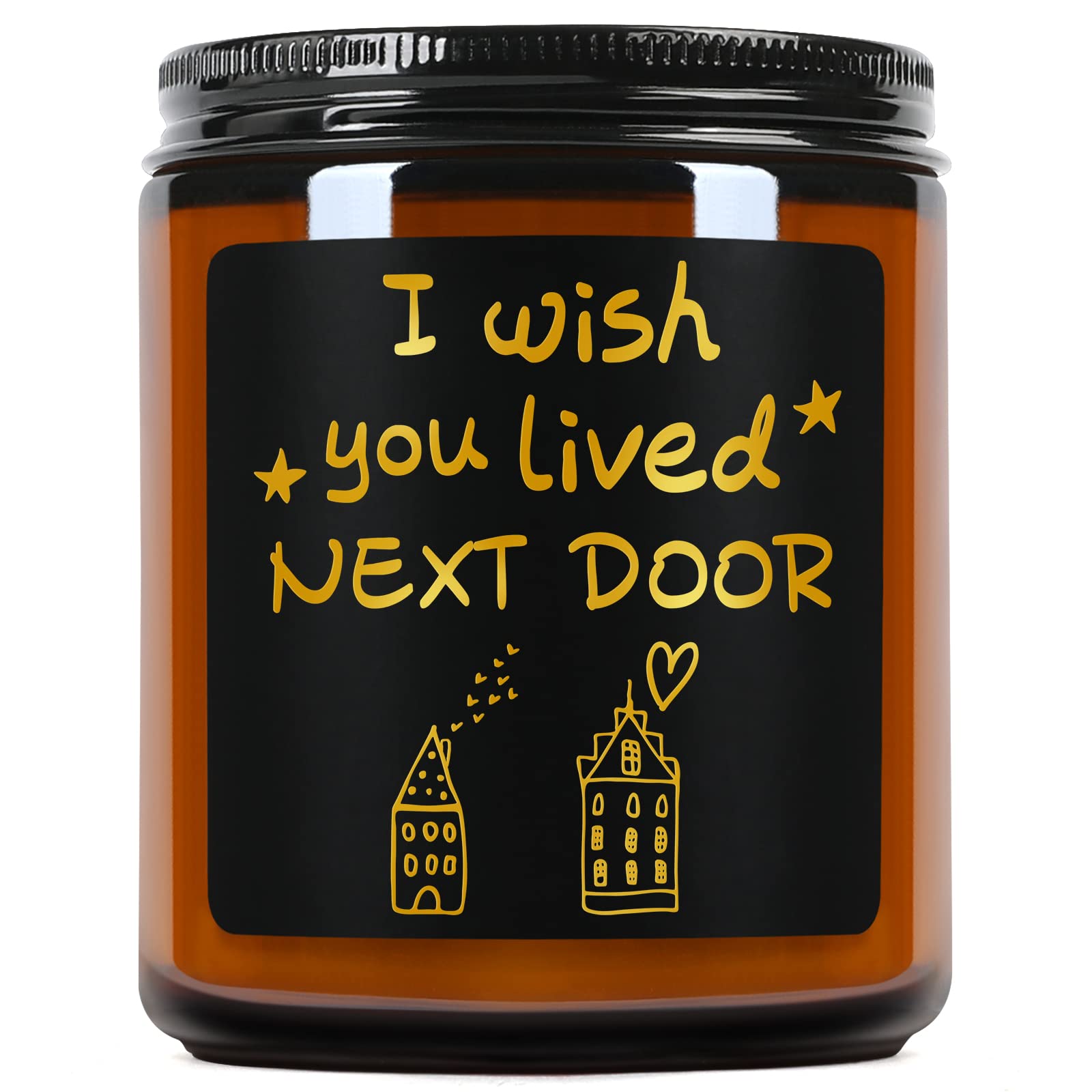 Lavender Scented Candles - I Wish You Lived Next Door - Best Friend, Friendship Gifts for Women, Christmas, Mothers Day, Birthday Gifts for Friends Female Mom Wife -Going Away Gifts for Friends Moving