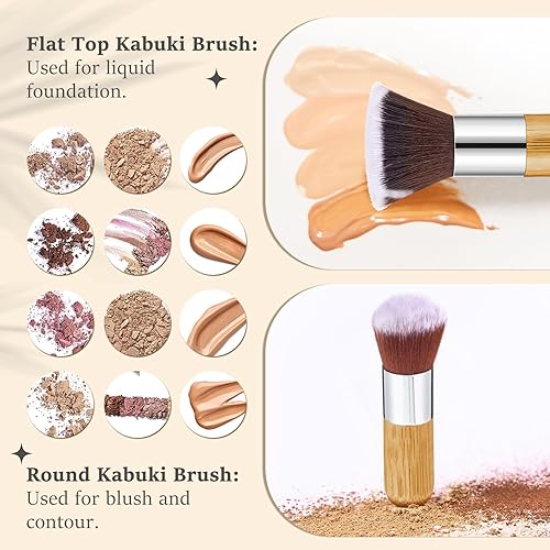 Miniatura 10 de Tessco for you 2 brochas de maquillaje retráctiles Kabuki, brochas de maquillaje en polvo, base, brochas de viaje portátiles para rubor