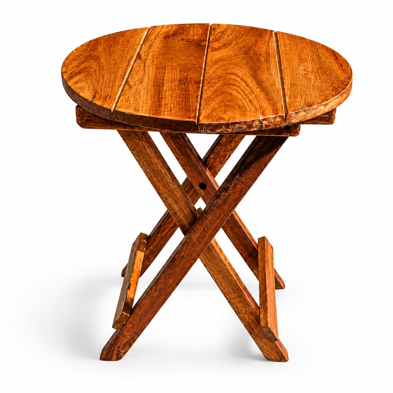 Round Foldable Wooden Stool/Table – Solid Acacia Wood | 12 Inch Height & Diameter | Portable Folding Side Table for Home, Balcony & Garden-image-40