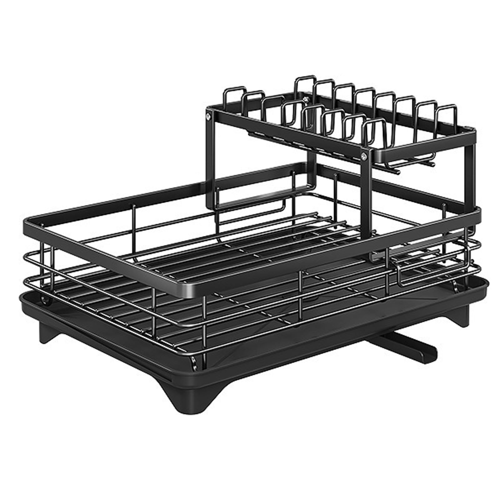 Shurhome Spacious Double Deck Drainer with Rustproof Finish and Firm Basel Drying Rack for Safe of Tableware Rustproof Kitchen Rack