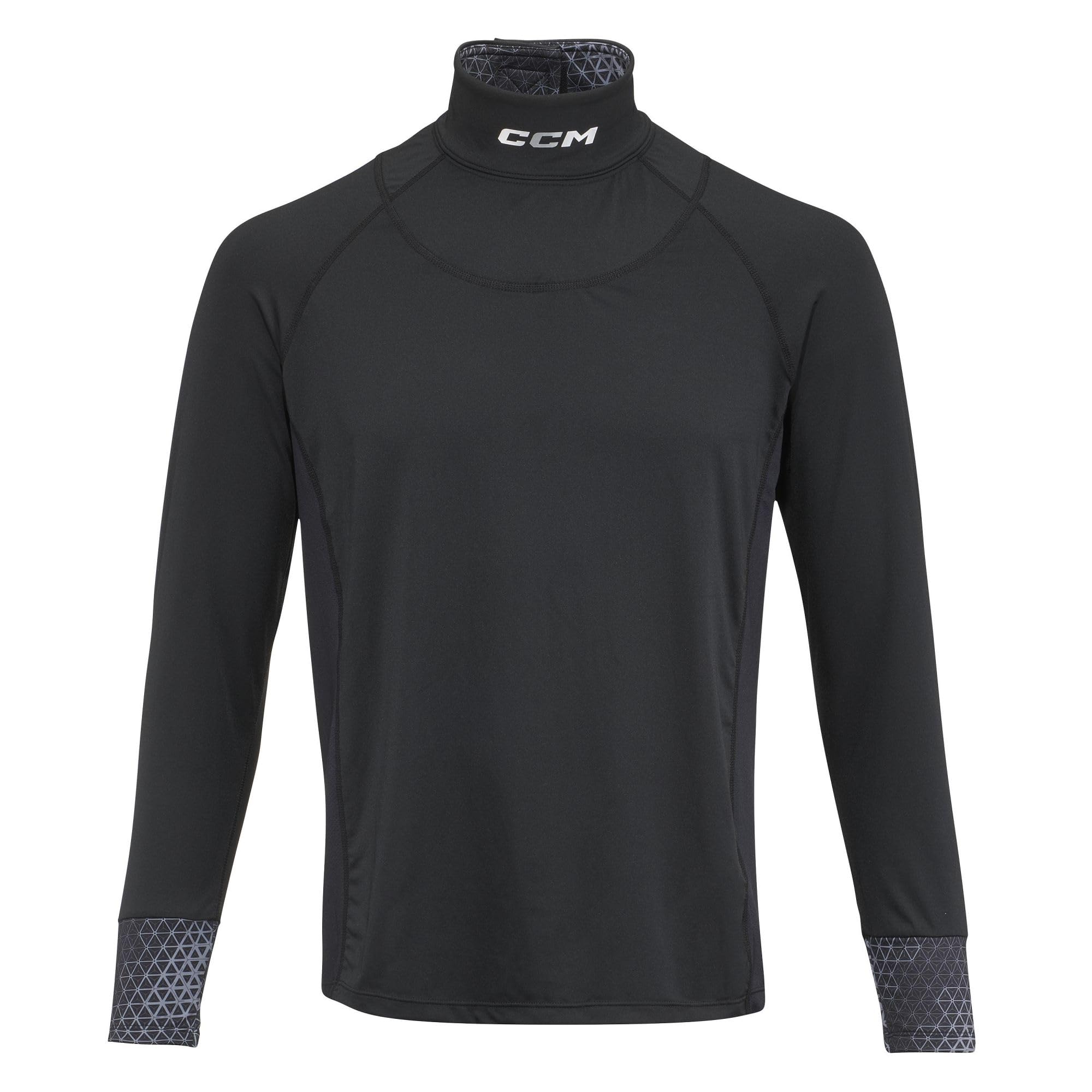 CCM Youth T-shirt à manches longues avec protection du cou anti-coupures pour enfant Noir