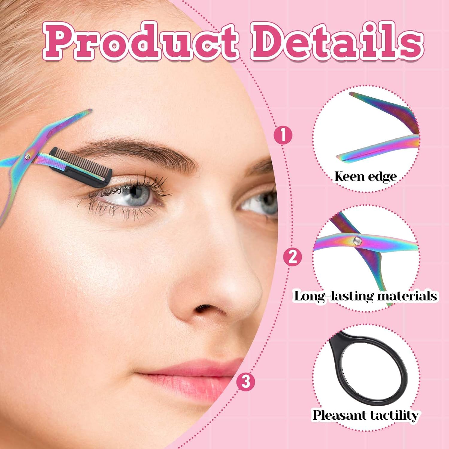 Stainless Steel Precision Eyebrow Cutter Hair Removal | Eyebrow Trimmer Scissors with Combs, 2-in-1 Professional Eyebrow Scissors, Tool for Women and Men