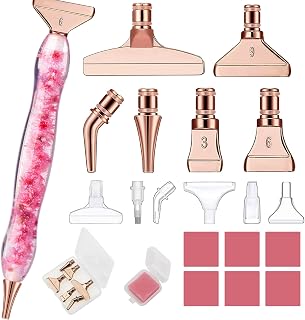 Avimegii 19PCS Diamond Painting Accessories Tools, 40% Thicker Diamond Painting Pen 5D Flower, Pink Flower