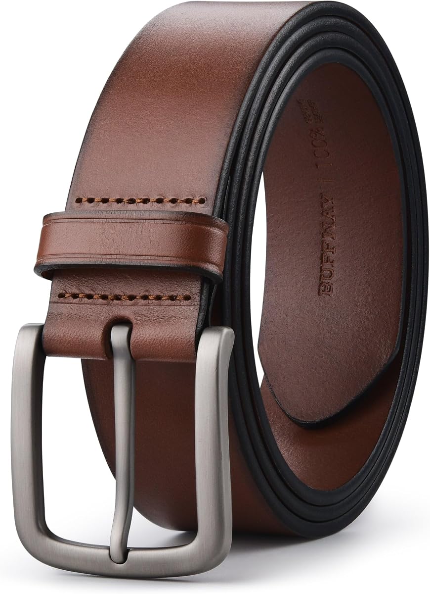 Men's Leather Belt,1.5" Handmade Top-Grain Leather–Durable,Comfortable,Suitable for Everyday Formal & Casual Wear