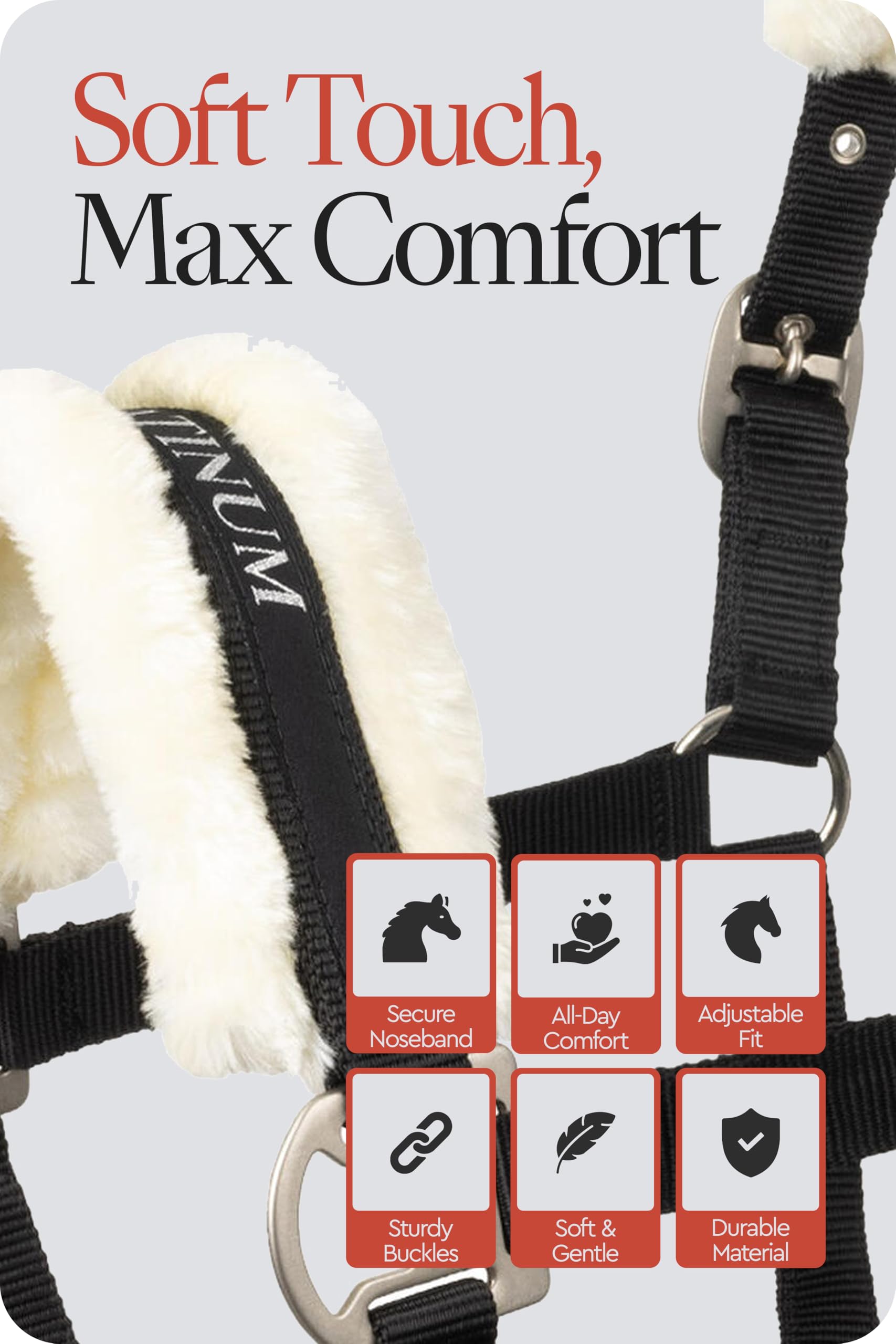 HORZE Pferde Halfter Howard aus Fleece, Halfter für Pferde und Pony, verstellbar, Schwarz, SH