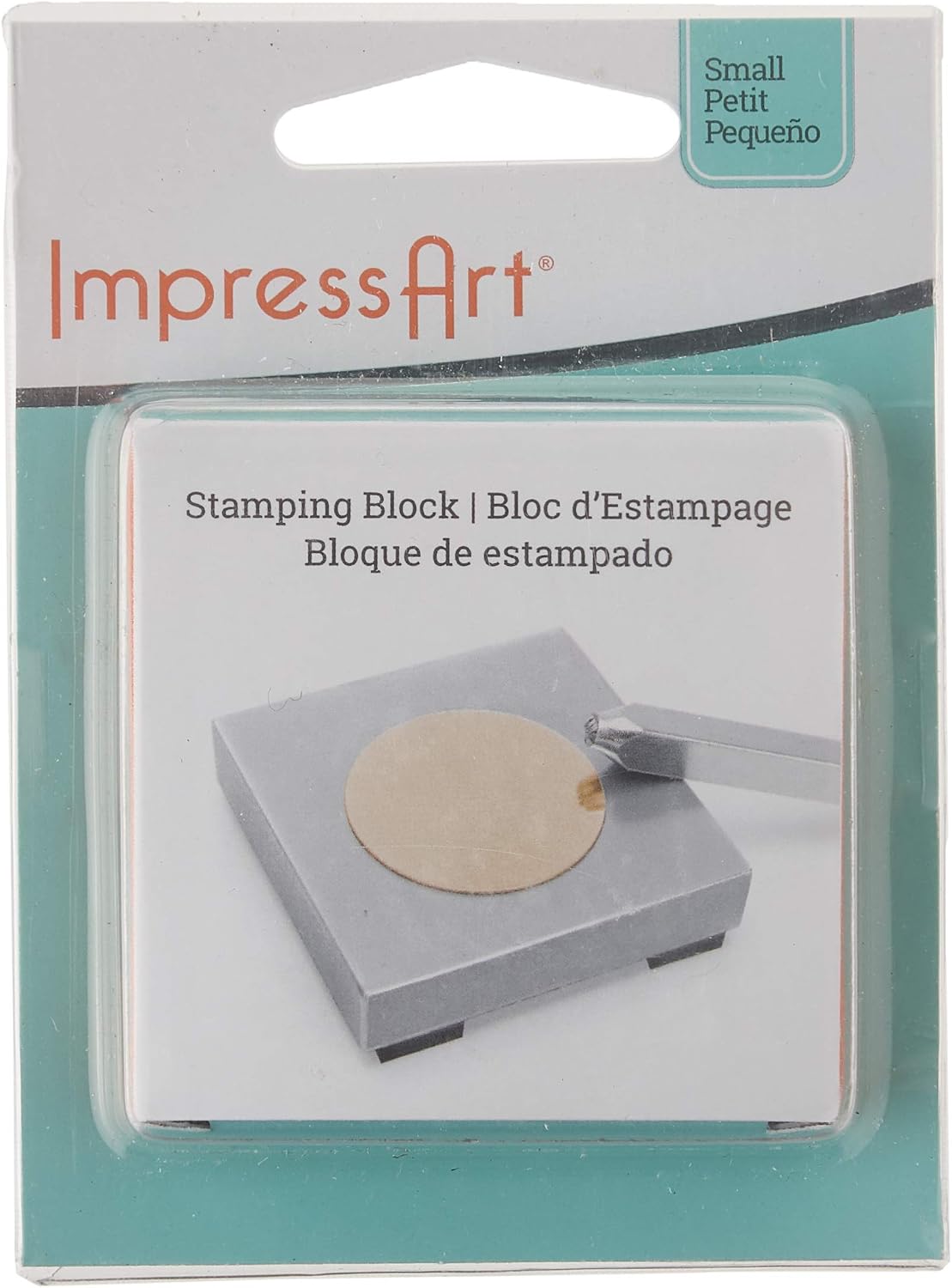 ImpressArt, Solid Steel Bench Block w/ Rubber Feet, 2" X 2", Jewelers Bench Block for Stamping, Shaping, Chasing, & Flattening Metals
